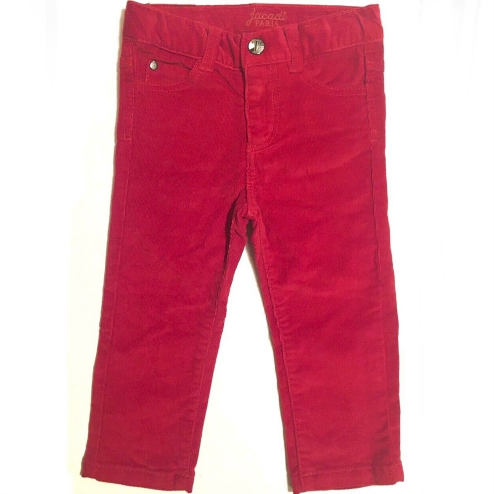 JACADI Paris Baby Corduroy Pant Red Trouser Cord Straight Leg Jean 18 Month Mo